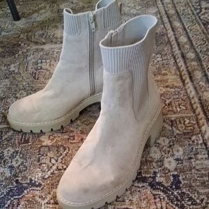 No Boundaries Cream Ankle Booties Worn Once